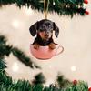 1/2PCS Christmas Charm Dog Ornament Acrylic Dog Figurines Decor Funny Puppy Pendant Xmas Tree Backpack Car Interior Decor