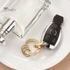 Key Ring Double-sided Rhinestone Compressible Spring Exquisite Portable Multipurpose Decorate Zinc Alloy Spring Keyring Key Chain Buckle Car Accessory