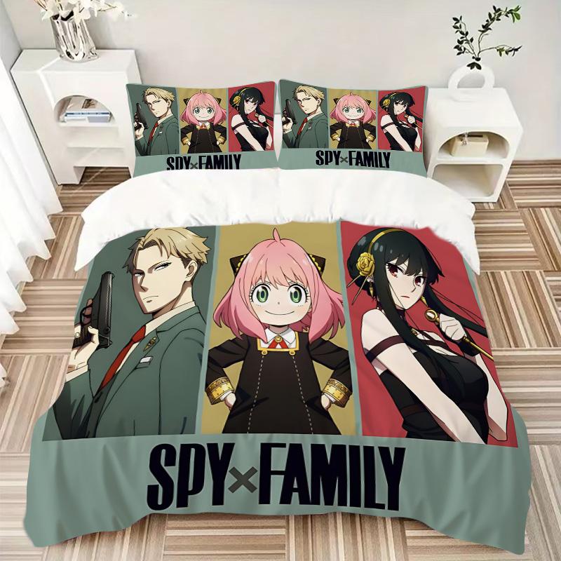 Spy Family Adventure Print 3Pcs Bedding Setduvet Cover With 2 Bedropillowcase Home Birthday Gift