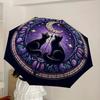 1pc Stained Glass Cats Moon Night Umbrella with Plastic Handle,Suitable for All Seasons Home Travel Outdoor UmbrellaDD063