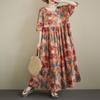 DIMANAF New 2026 Summer Beach Women Plus Size Lady Long Dress Loose Oversize Maxi Fashion Floral Print Cotton