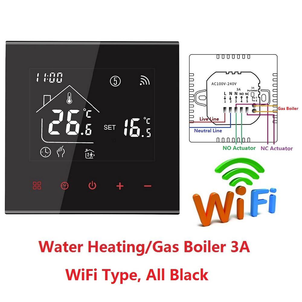 M4A Tuya Smart Thermostat Wifi Optional for Water & Electric Floor Heating Voice Control with Alexa Google Home & Touch Display