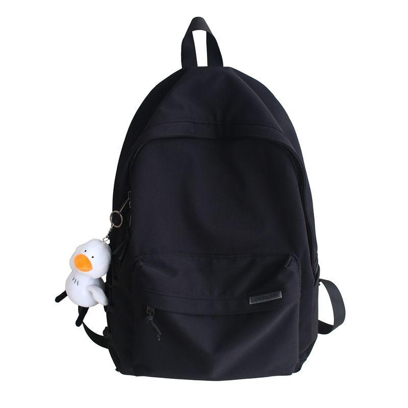 

Schoolbag Boys High School Students K-style Large Capacity Good-looking Minimalist Minority All-Match Durable Preppy Style Backpack Black_single bag
