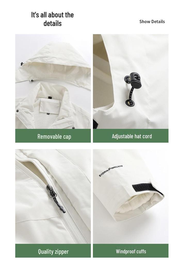 Men's Custom Logo Waterproof 3-in-1 Outdoor Jacket Set with Fleece Lining, Autumn/Winter Workwear, Women's Group Printed Version Available