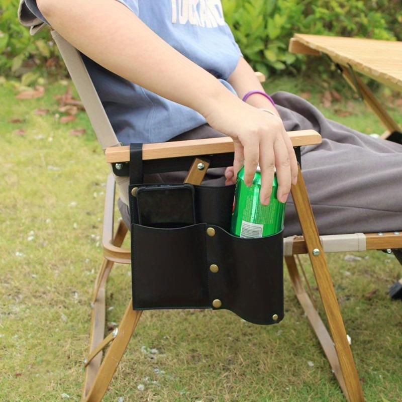 1PC Camping Chair Pocket Beach Chair Pouch with 2 Leather Pockets Wheelchair Side Bag for Bedside/Outdoor/Beach/Camping