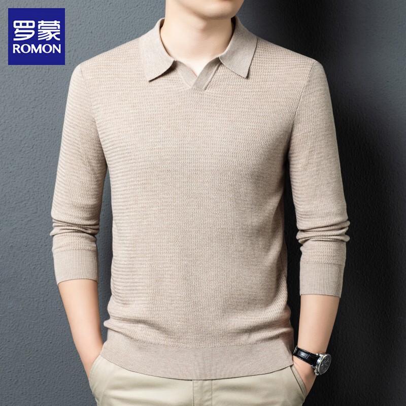 ROMON Men's Cashmere Blend Turn-Down Collar Sweater