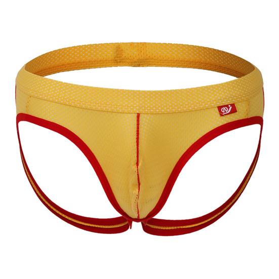 Men Briefs Low-rise U-Convex Patchwork Color Thong Breathable Mesh Hip Lifting Fine Stitching Underwear