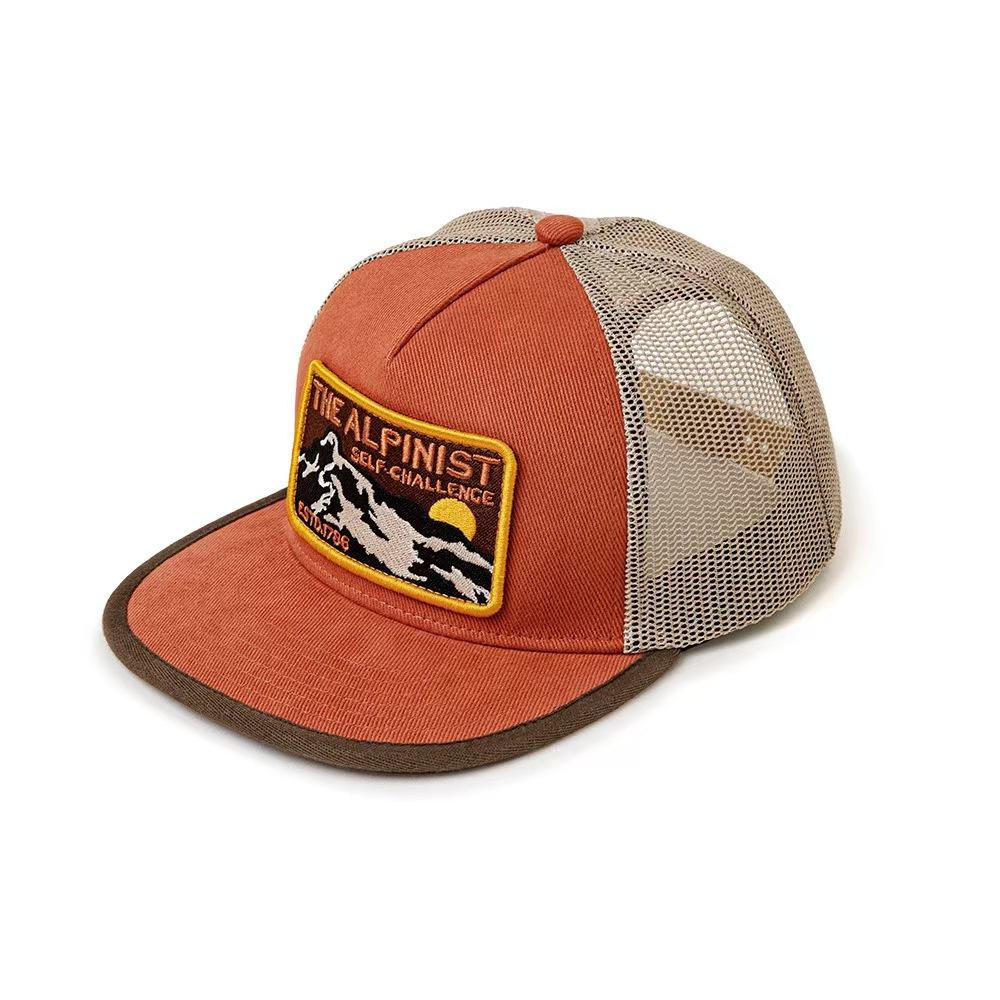 Madden workwear american retro color block patchwork flat brim baseball cap embroidered breathable mesh duckbill cap for men and women L(58-60cm)