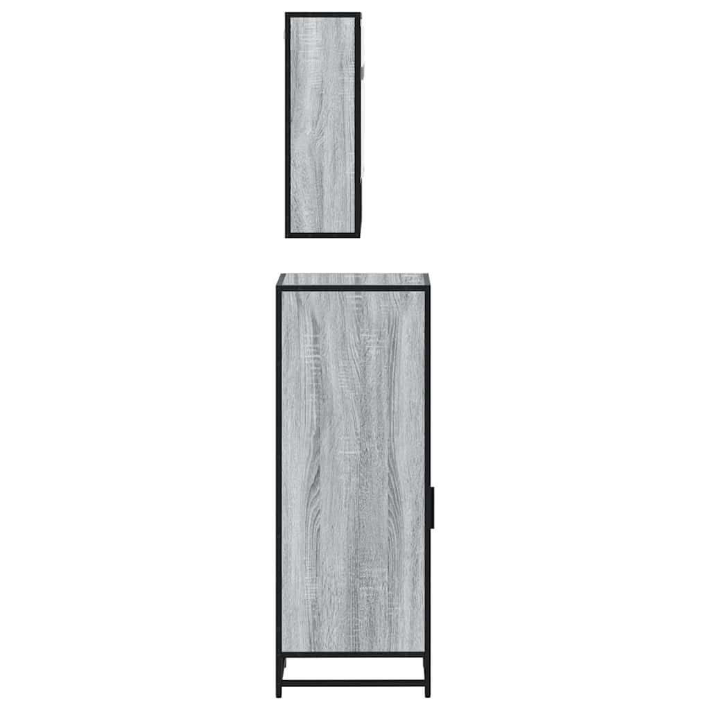 3 Piece Bathroom Furniture Set Gray Sonoma Particleboard