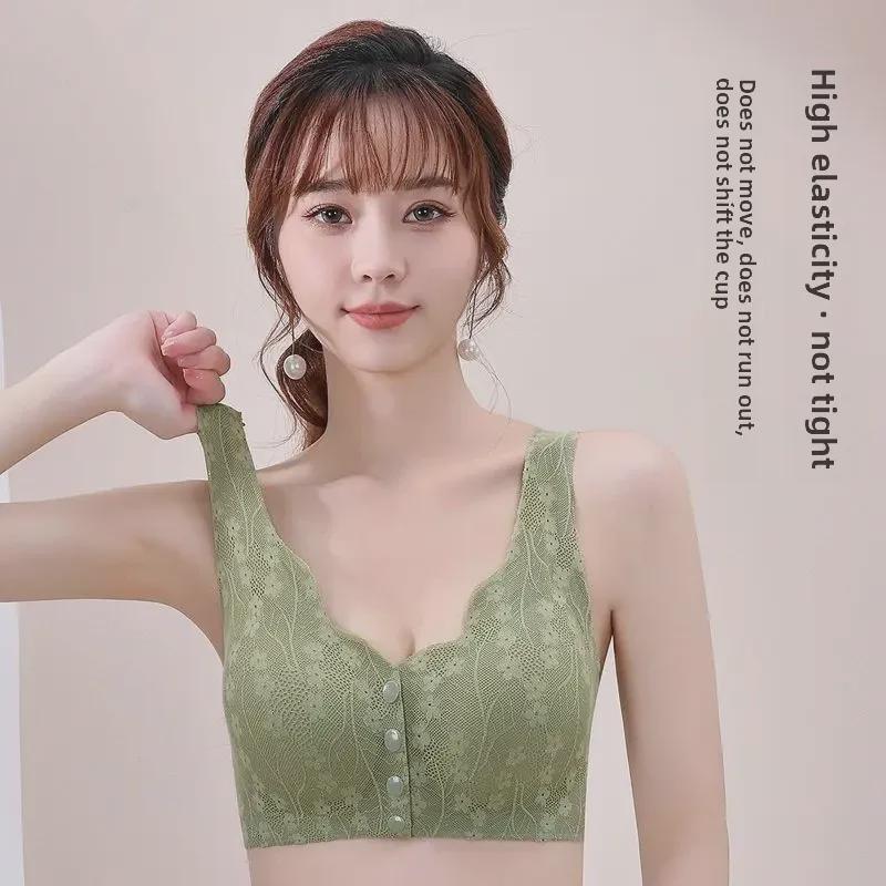 Nahtloser BH im Westenstil mit Schnalle vorne für Frauen mittleren Alters und ältere Frauen – ohne Stahlring, große Größe