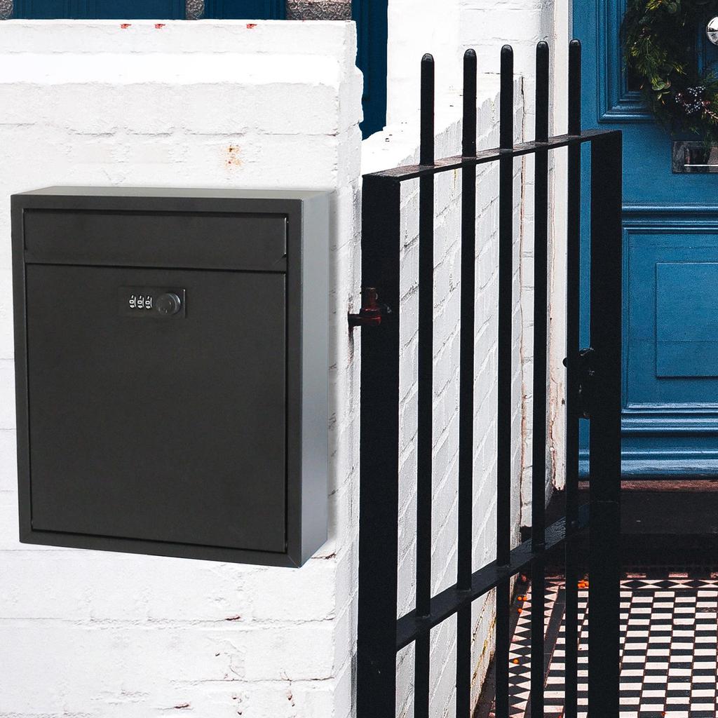Wall Mount Mailbox with Lock Metal Postbox Retro Drop Box Post Letter Newspaper