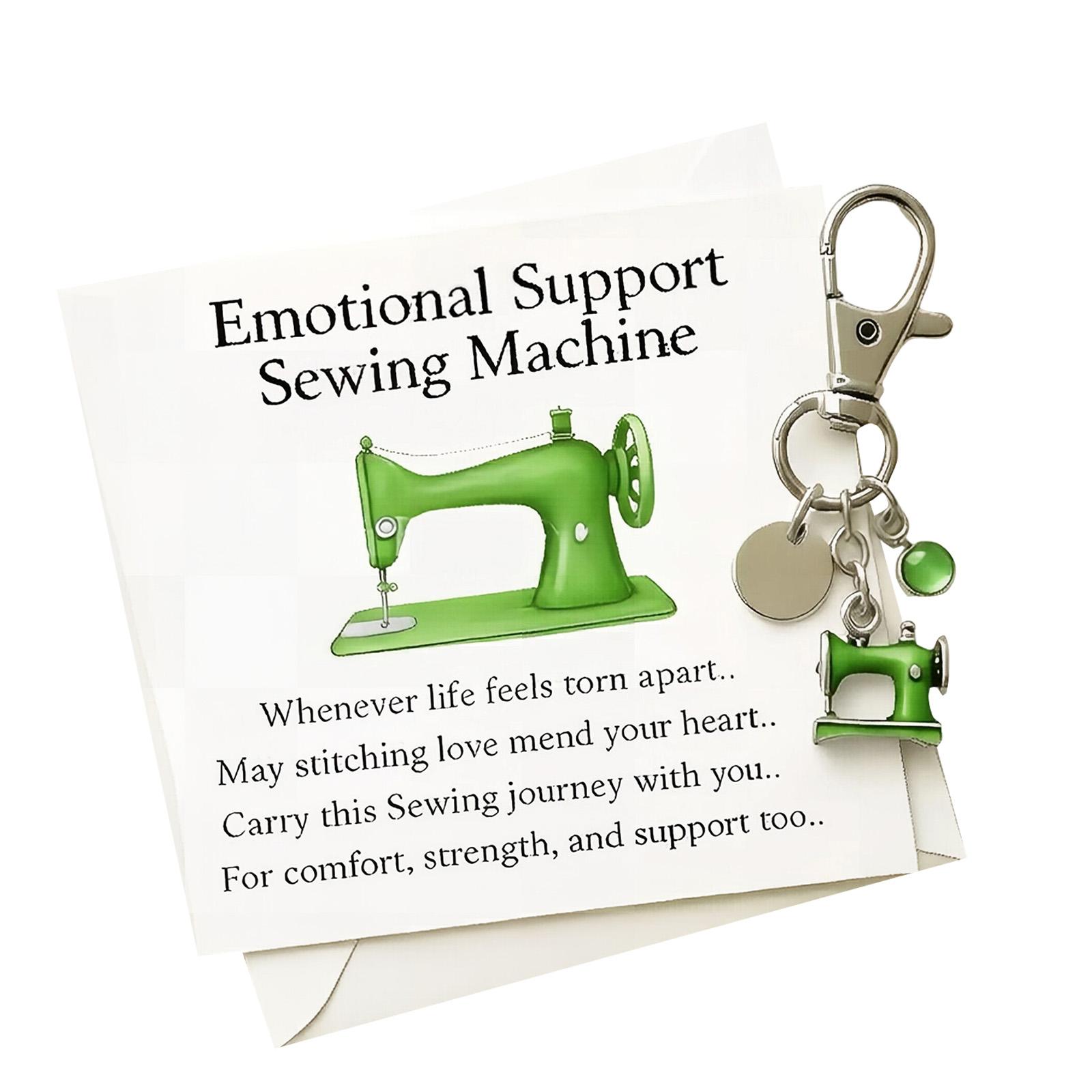 

Emotional Support Sewing Machine Keychain Handmade Charm Pendant for Sewing Enthusiasts Inspirational Gift for Crafters and Sewing Lovers One Size зелений