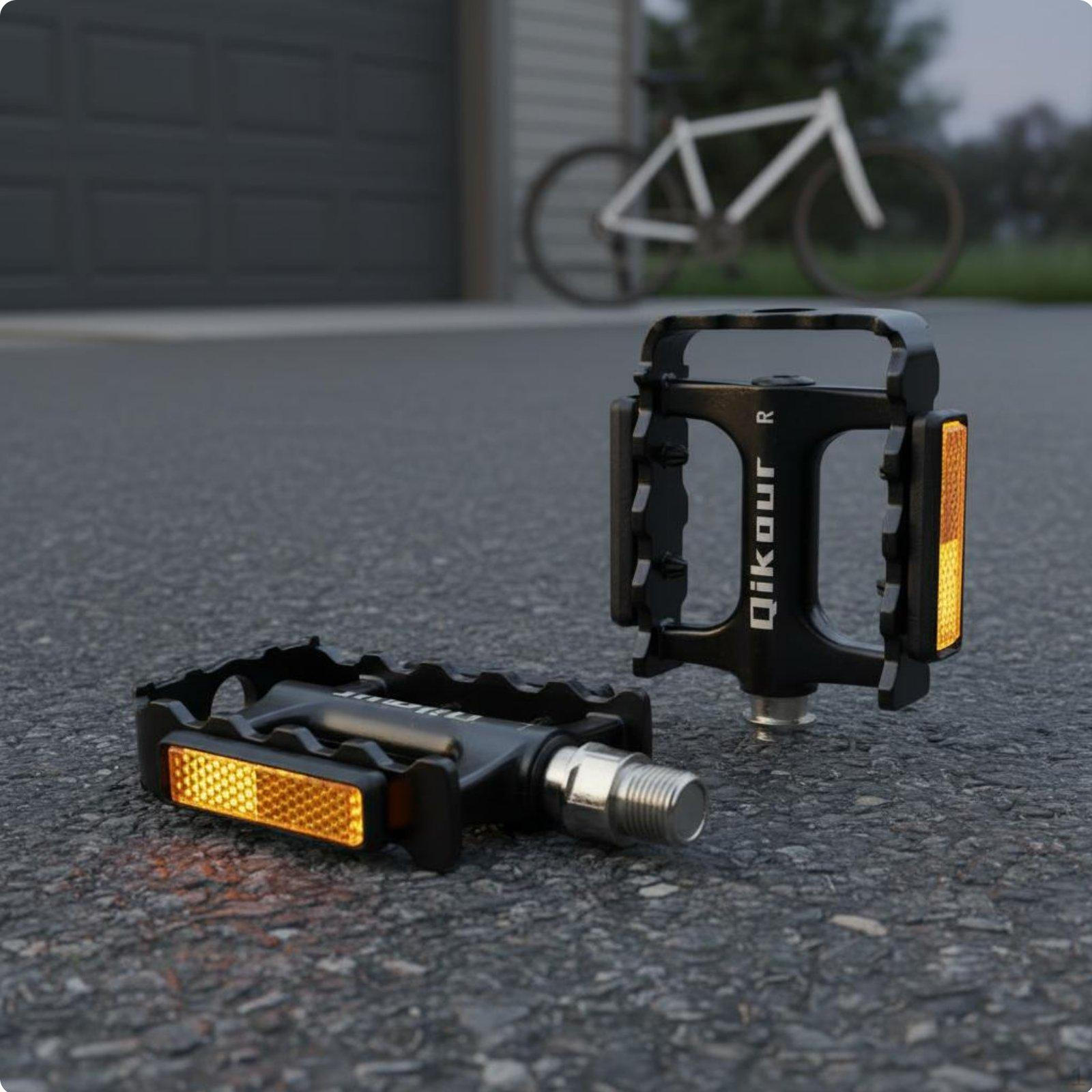 Cycle Pedal Double Bearing Bike Foot Ultralight Black Black