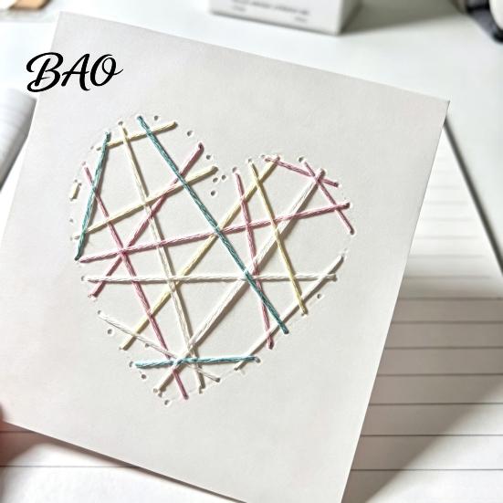 Art Craft Supplies 1/2/3 Sets DIY Heart String Greeting Card Kit, Handmade Thread Valentine Day Card, Make Your Own Love for Birthday Anniversary