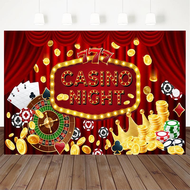 Mocsicka Casino Nacht Fotografie Hintergrund Las Vegas Party Roter Vorhang Hintergrundtuch Roulette Poker Goldmünzen Fotokabine