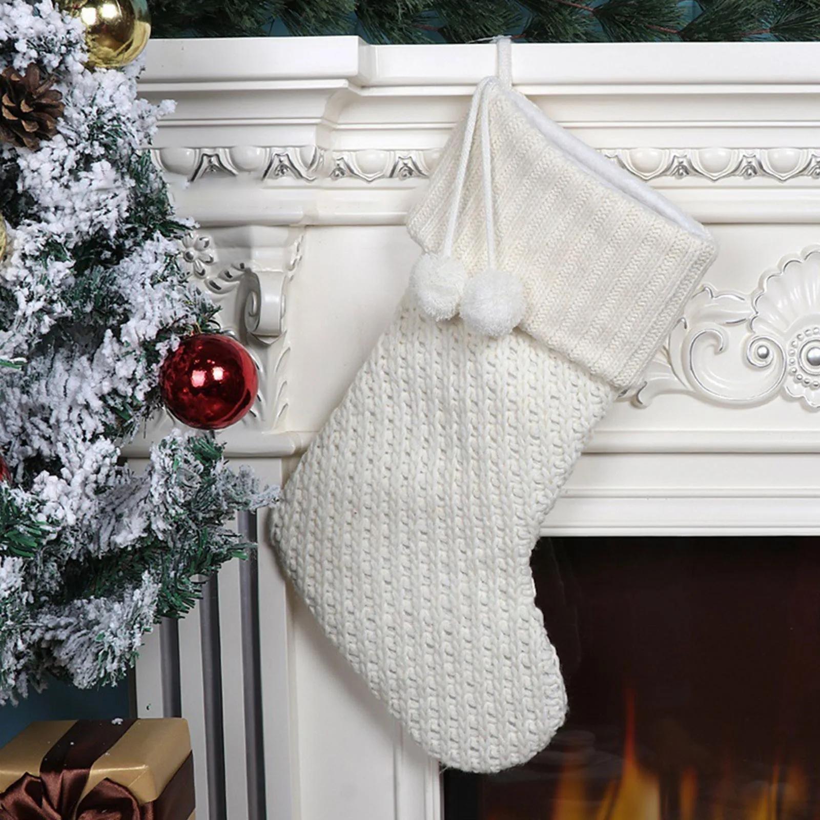 

Christmas New Embroidered Socks Santa Claus Snowman Xmas Stockings New Year Home Christmas Tree Fireplace Decoration Gift Socks One Size