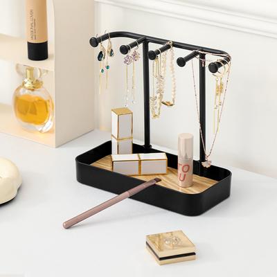 Jewelry Organizer Display For Earrings Necklaces Jewelry Storage Rack With Wooden Base Bracelet Hanging Holder