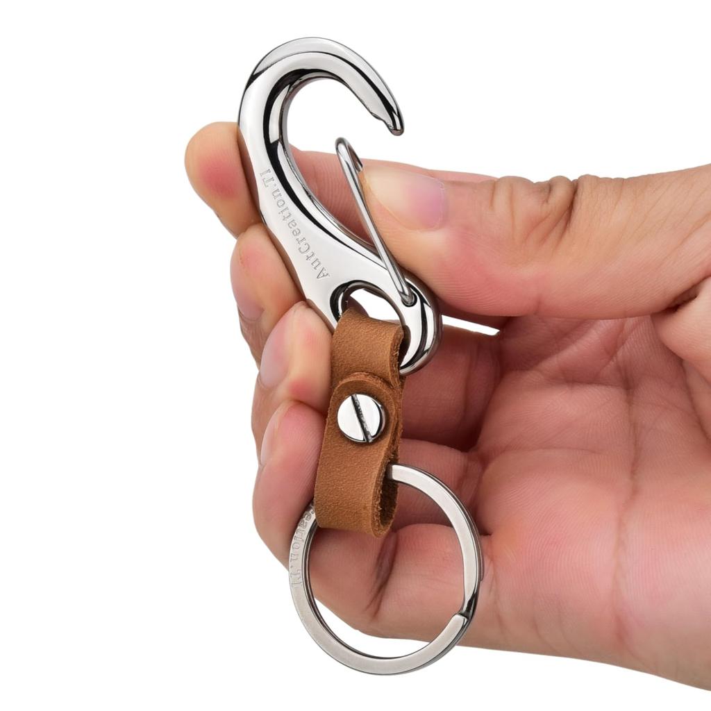 Titanium Carabiner Key Silver [AutCreation] Keychain, Ring, Lightweight, (Silver)