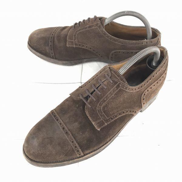 

FBINBS HAND WERK Suede Leather Punched Cap Toe Shoes [26.0 / Brown] V-Front Goodyear Welt Business(USED)