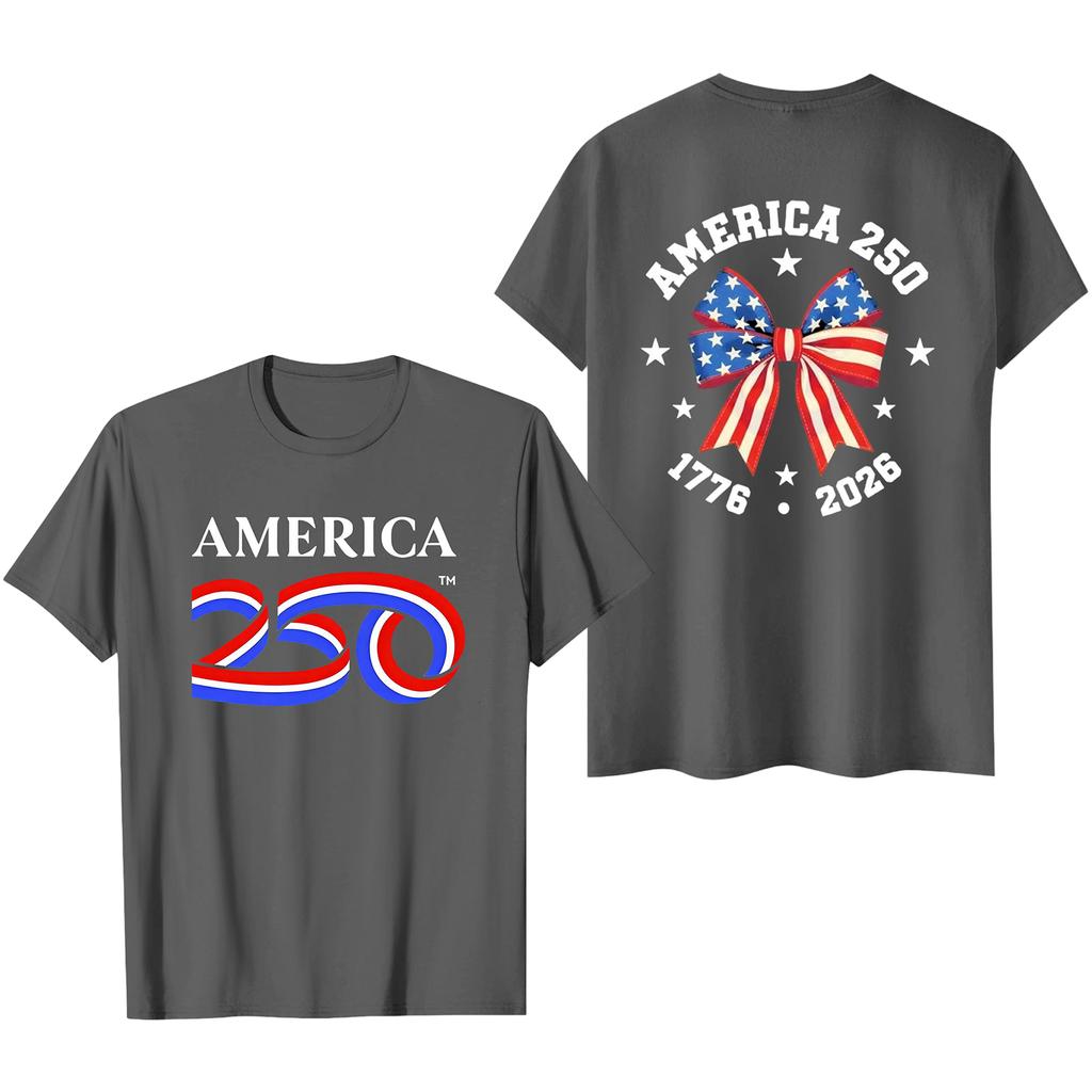 Men's Casual Short Sleeve T-Shirt Crew Neck Letter Print 250th Anniversary Commemorative Graphic Tee 1776 to 2026 Cotton Blend