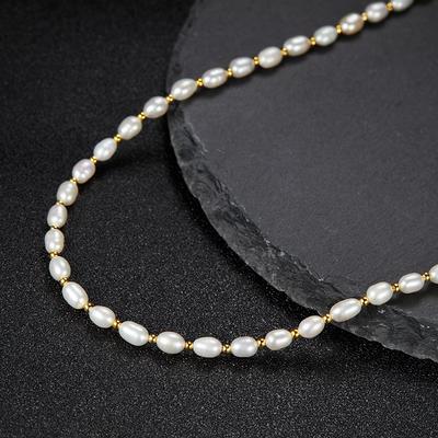 Ouyang Nana Collana di Perle Naturali Luce Forte Gioielli Fatti a Mano in Argento Sterling S925 da Donna Lusso Leggero Alto Senso