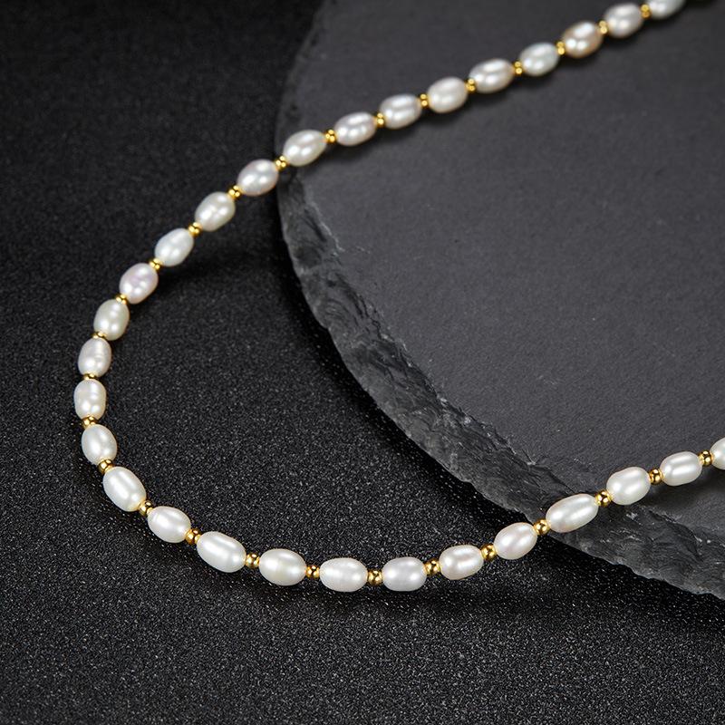 Ouyang Nana Starkes Licht Natürliche Perlenkette Damen S925 Sterlingsilber Handgefertigter Schmuck Leichter Luxus Hohes Gefühl