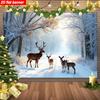 2D Plane 1 Piece of Winter Forest Reindeer Family Christmas Tapestry -