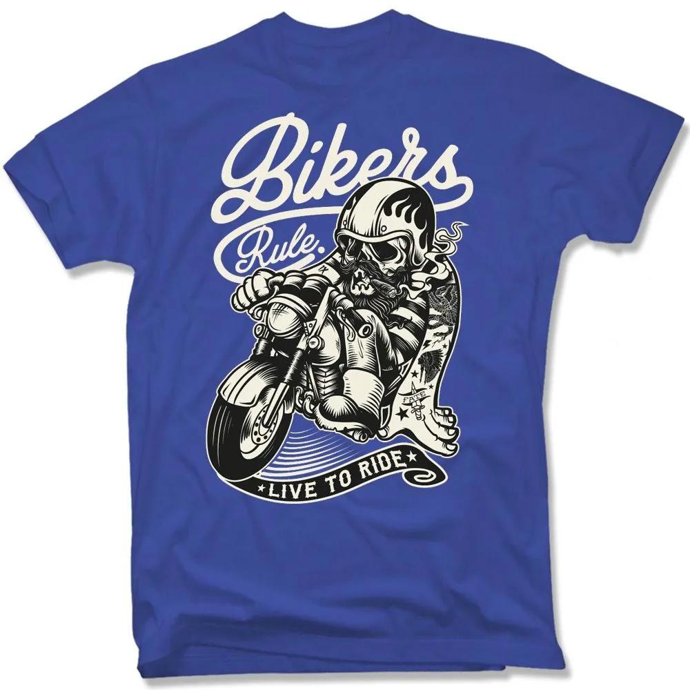 High Quality Soft & Comfortable Tees Live To Rider Biker Motorcycle Skull 100% Cotton Short Sleeve T-Shirts size S-3XL