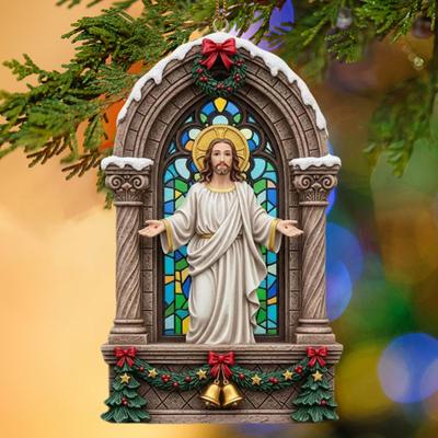 Świąteczne Ozdoby Jezusa Religijne Akrylowe Ozdoby do Zawieszania na Choinkę Chrześcijańska Pamiątka Prezent do Dekoracji Domu Ogrodu Ściany