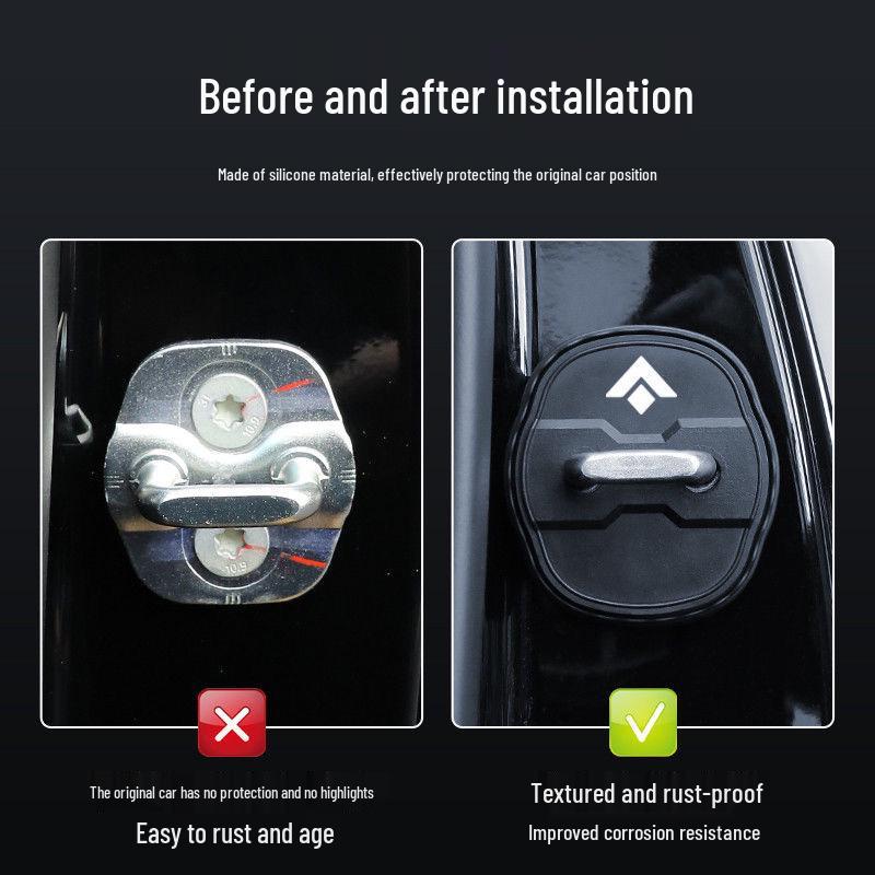 Haobo Car Door Lock Silicone Protective Cover - Anti-rust, Shock Absorption, Dustproof, Decorative Buffer.
