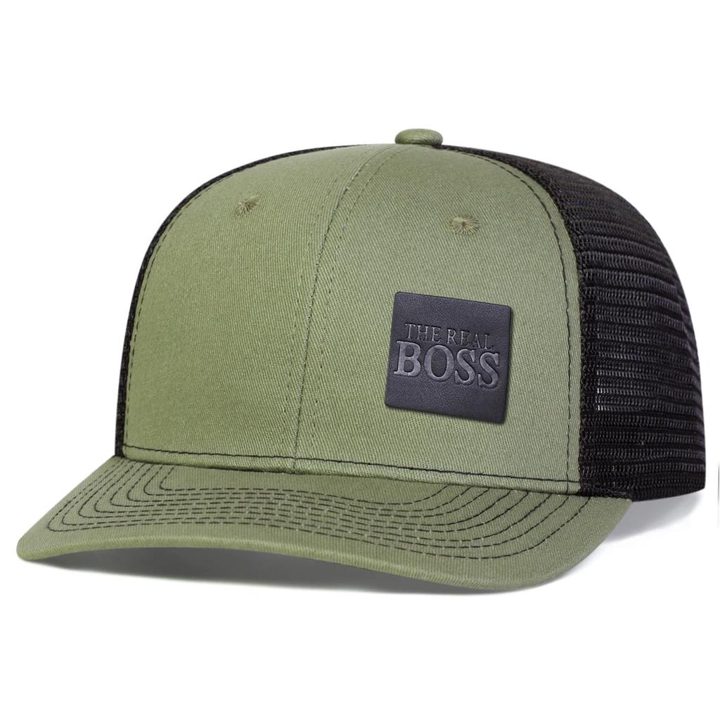 Unisex THE REAL BOSS Letter Leather Label Baseball Net Caps Spring Summer Outdoor Adjustable Casual Hats Dad Hat Sunscreen Hat