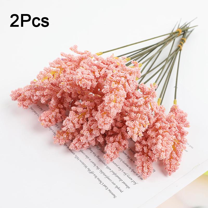2PC Bundles Decorative Grain Ears Rustic Foam Real Touch Wheat Stalks Faux Home Decor Simulation Artificial Wedding 32cm