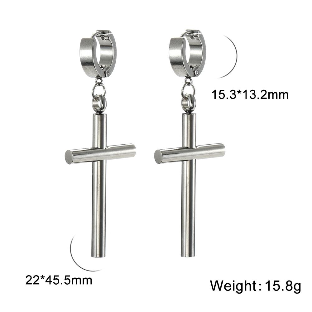 

Stainless Steel Cross Hoop Earrings for Men Women Punk Gothic Earring Ear Clip Vintage Religious Jewelry Accessories Gift