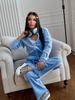 European and American velvet color matching two-piece set stand-up collar zipper jacket drawstring three bars wide-leg pants set women