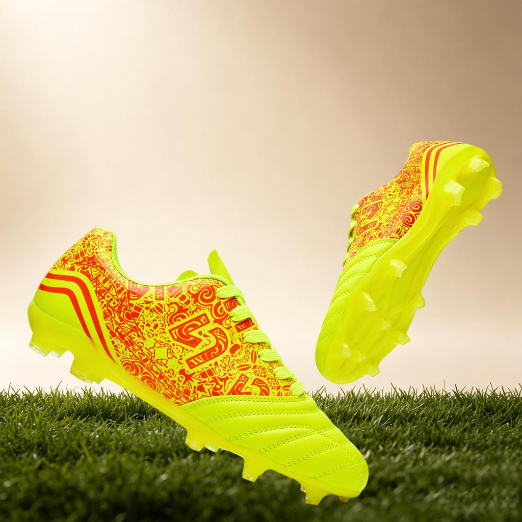 Unisex Adult Ag Fg Soccer Cleats Pu Breathable Fabric Tpu Long Stud Anti-Slip Wearproof Natural Grass Outdoor Football Competiti