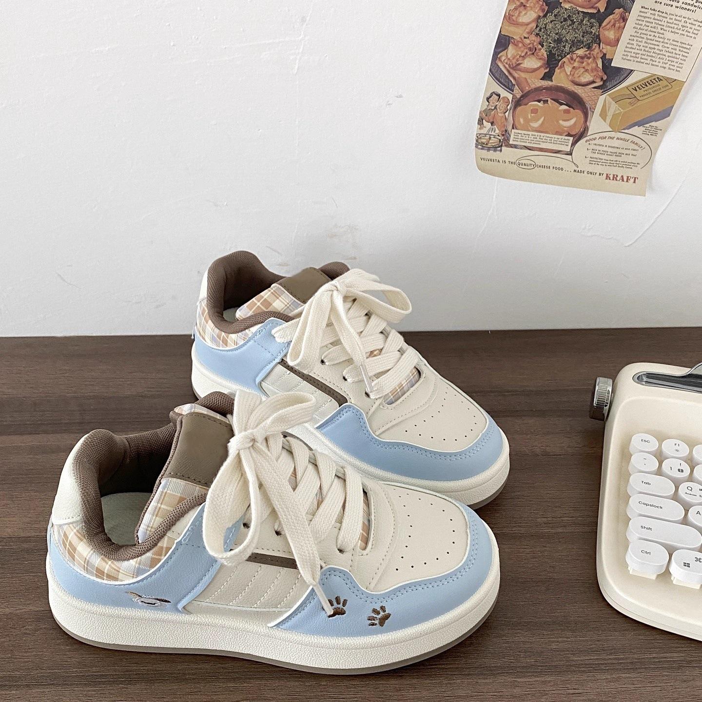 Кеды новая весна и осень платформа студенческие милые повседневные хлебные туфли 35 синий