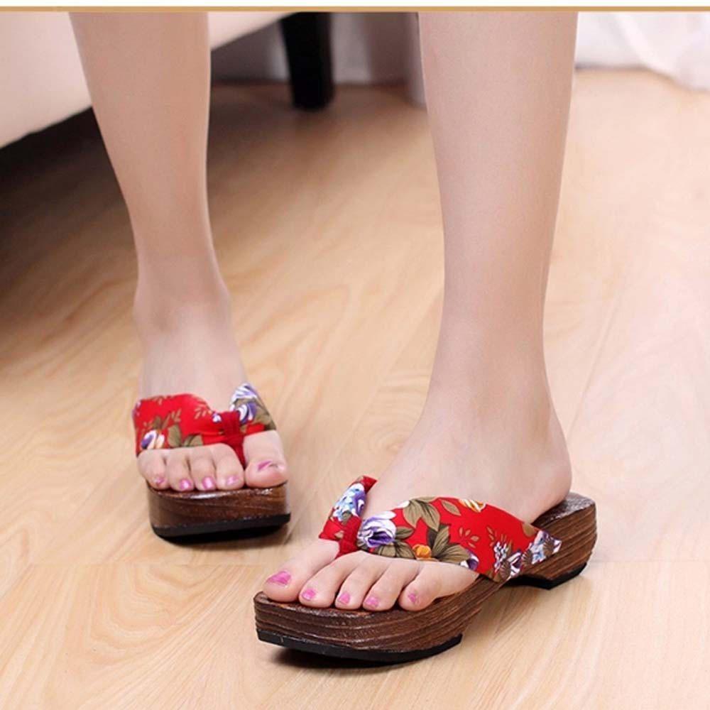 

Летняя обувь на платформе Деревянные женские сандалии Клоги Шлепанцы Тапочки Деревянные 38 красный