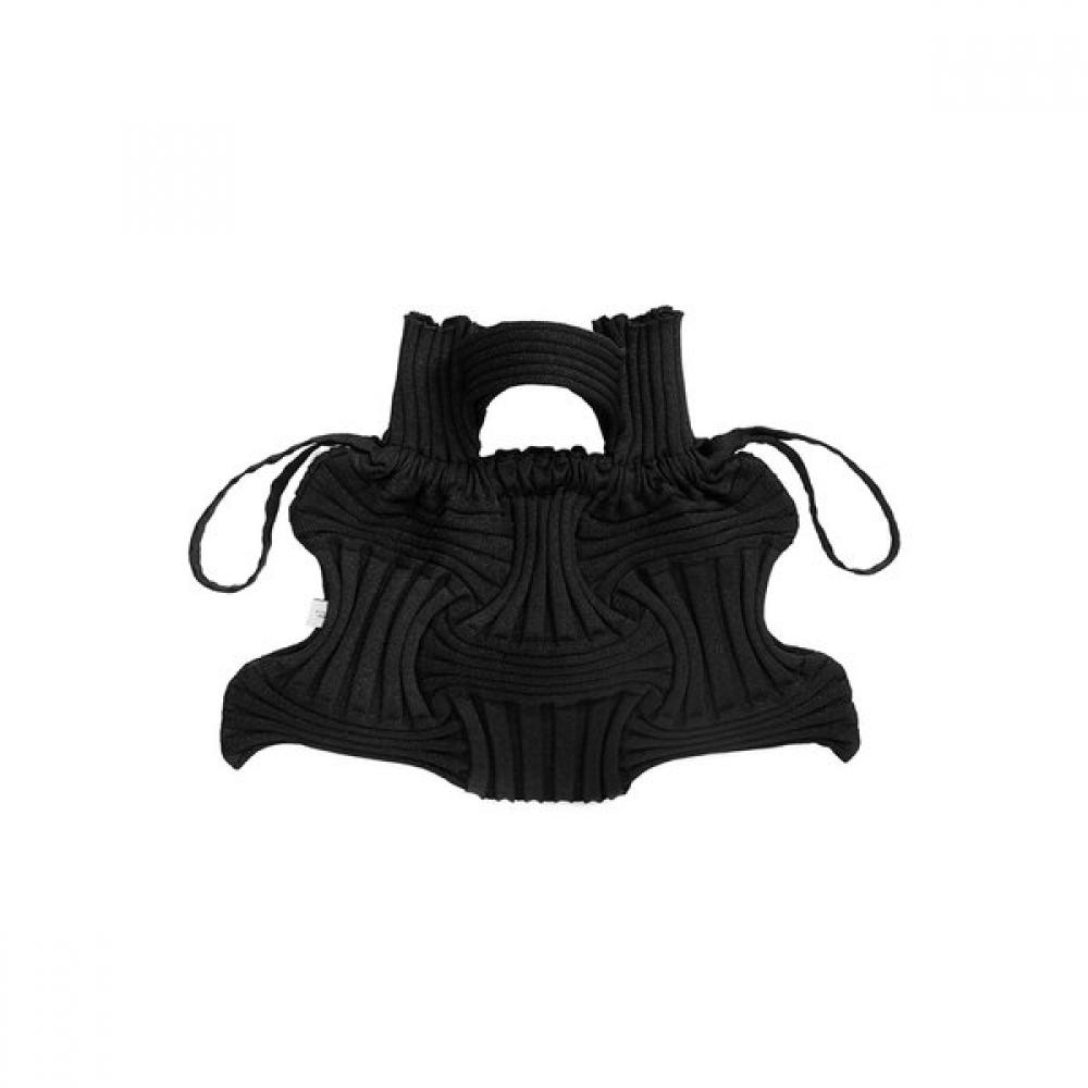 Pleatsmama Glitter Black Big Bow Bag