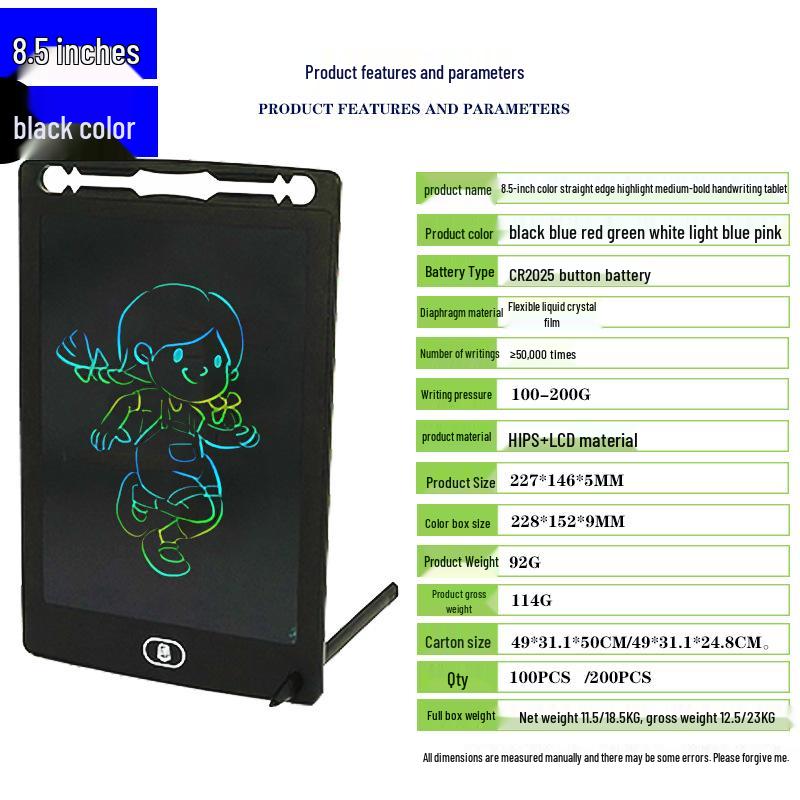 Kids' LCD Drawing Tablet - 6.5/8.5/10/12 Inch with One-Click Clear Screen