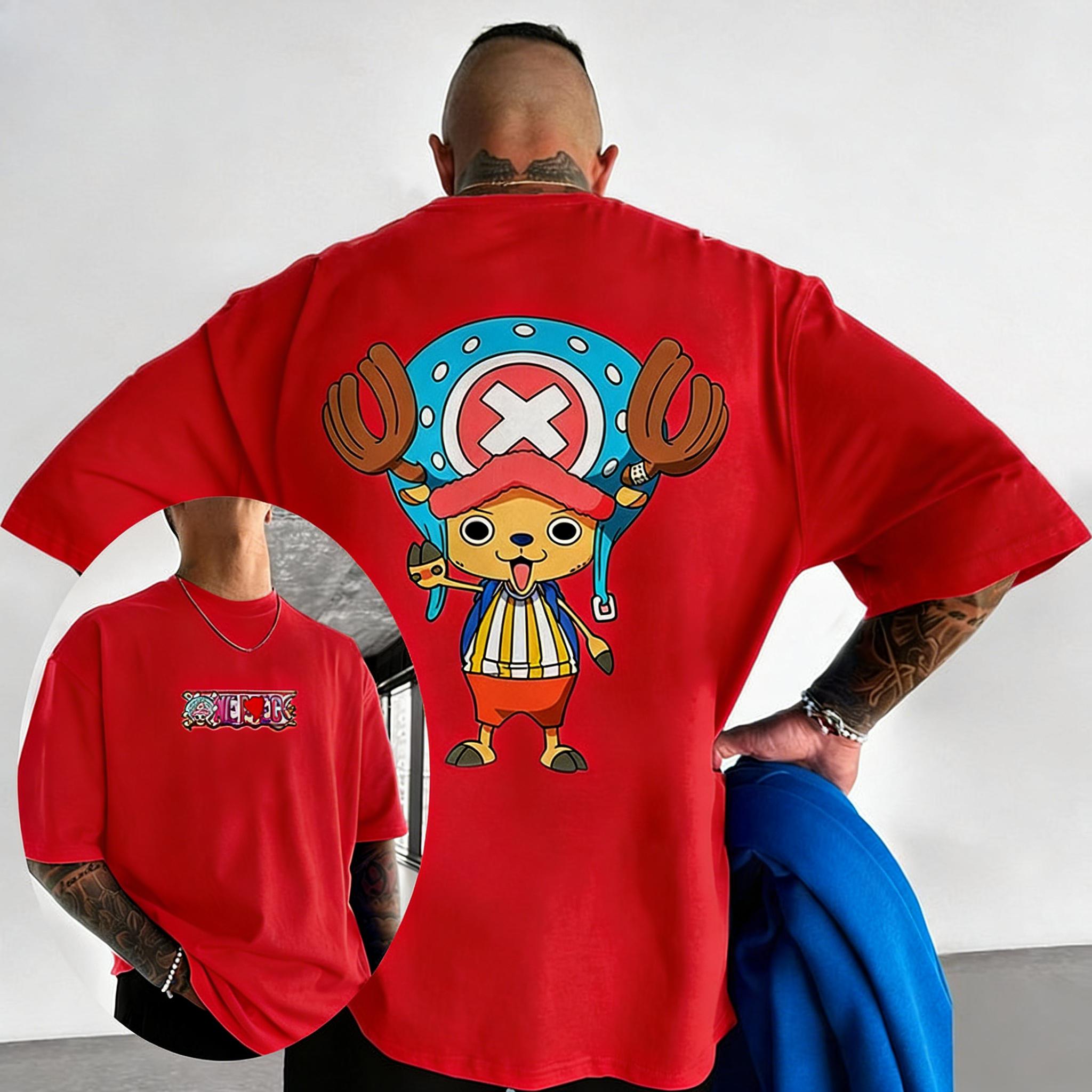 

Plus Size One Piece Anime Printed Men and Women Tshirt Casual Parent Child Top Fashion Harajuku Style Summer Street Wear Y2K S
