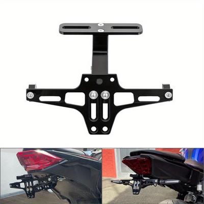 Motorcycle License Number Plate Holder Frame with LED Light CNC Aluminum Adjustable Moto Accessories Turn Signal Light Bracket