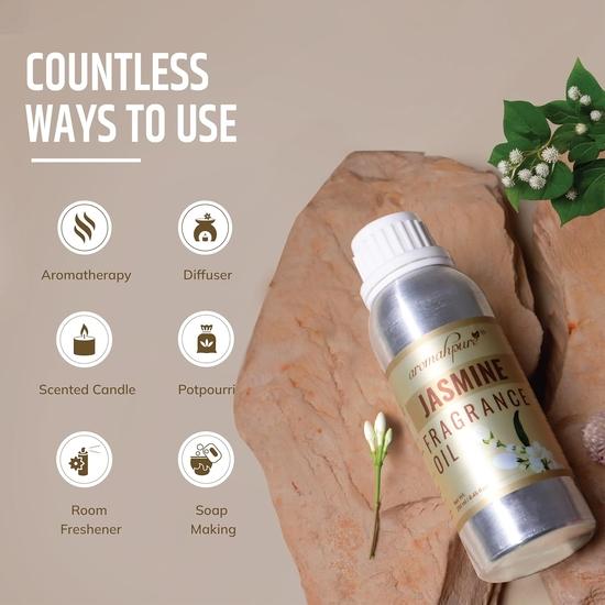 Aromahpure Jasmine Aroma Oil | 250ml Undiluted & Natural | Long-Lasting Scent for Aromatherapy, Candle & Soap Making, Room Freshener
