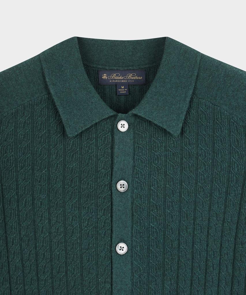 Brooks Brothers Cotton Cable Polo Cardigan (Green) (Bbwcmmf302)