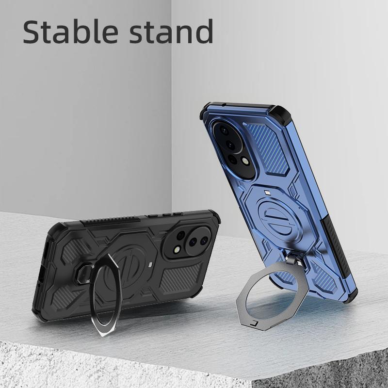 KEYSION Shockproof Magnetic Case for Huawei Nova 13 Silicone+PC Upright Live Metal Ring Stand Phone Back Cover for HUAWEI Nova13
