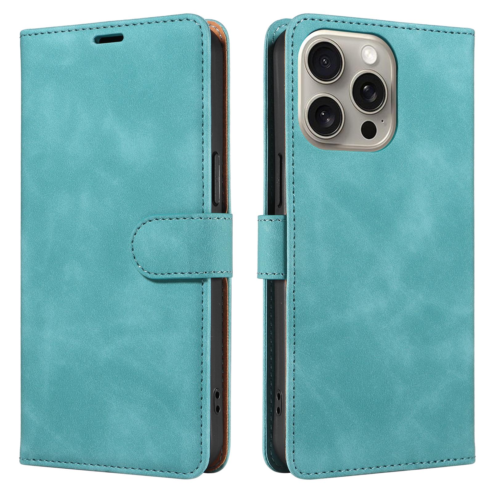 

For iPhone 15 Pro Case RFID Blocking Wallet Stand Leather Flip Phone Cover with Slim Strap D