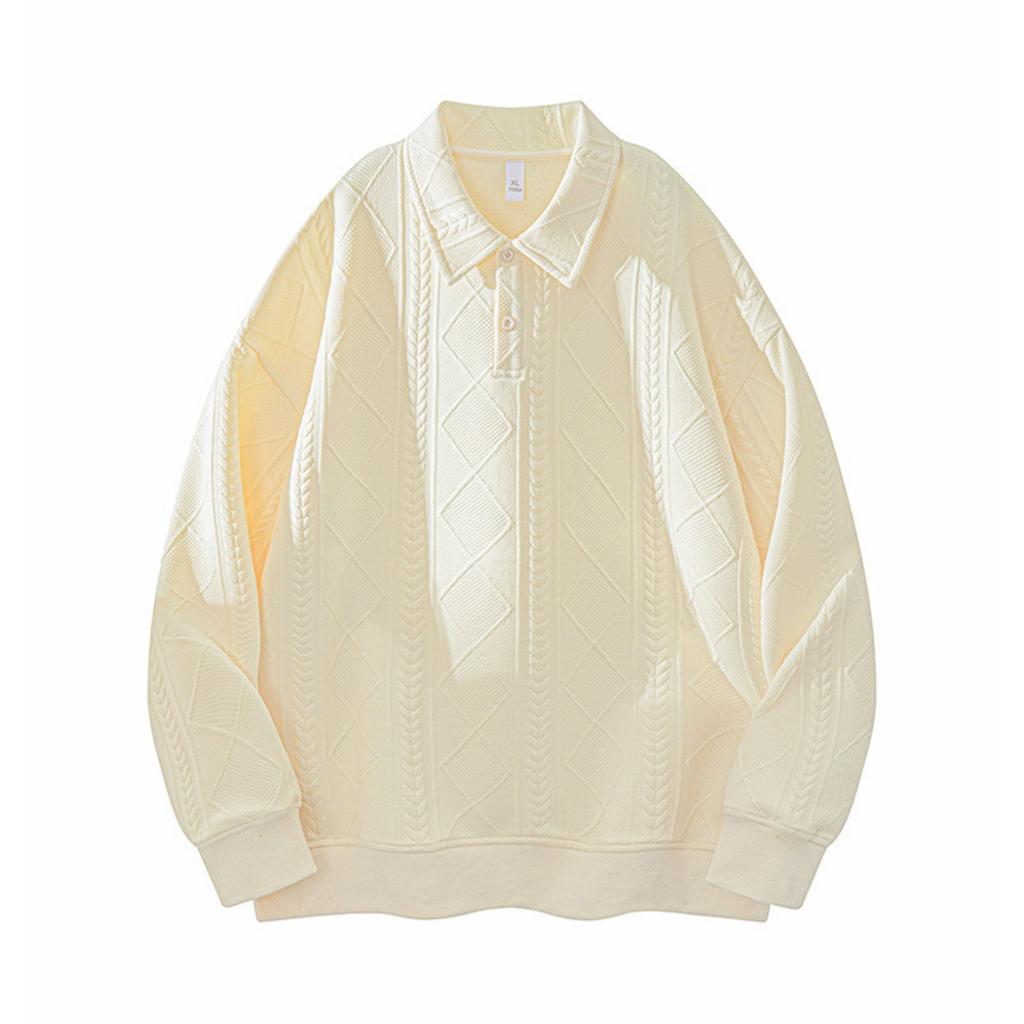 Casual Lapel Muscle Sense Hoodies Retro Sense All-match Long-sleeved  Shirt Loose Fashion Handsome Lapel Top