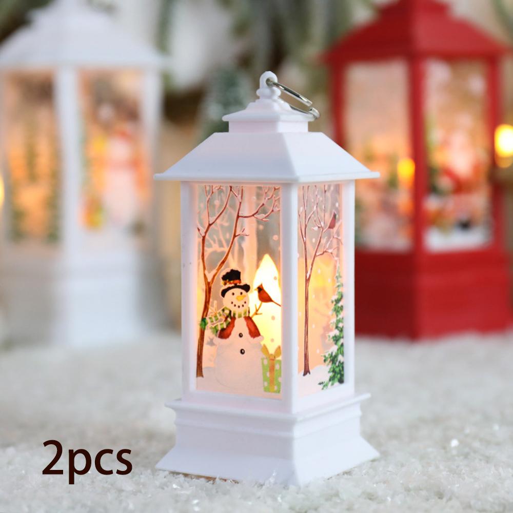 2pcs LED Christmas Candle, LED Tea Light Candles Cages with Holder Elk Santa Claus Printing Candlestick for Christmas Decoration
