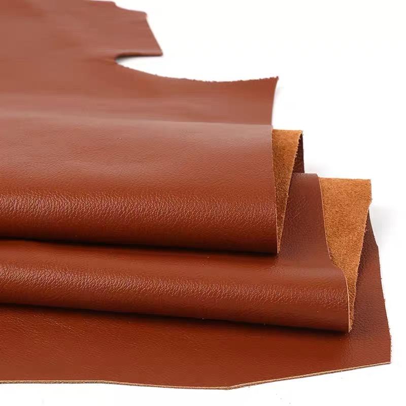 Flat weave cowhide leather material, top layer brown sofa seat cushion, headboard soft package, car seat leather fabric, fine gr
