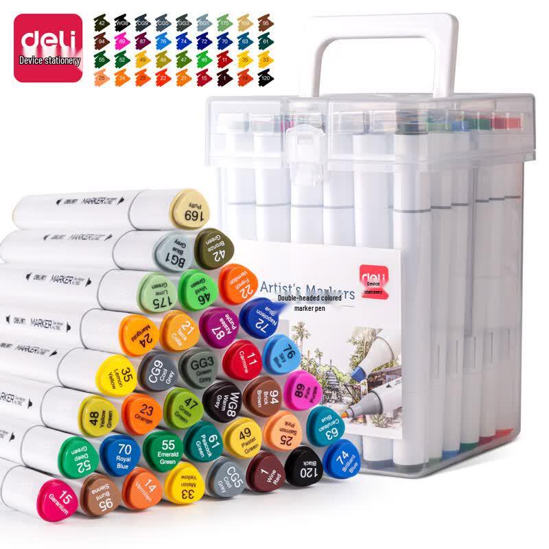 Deli 36-Color Dual-Tip Marker Pen Set