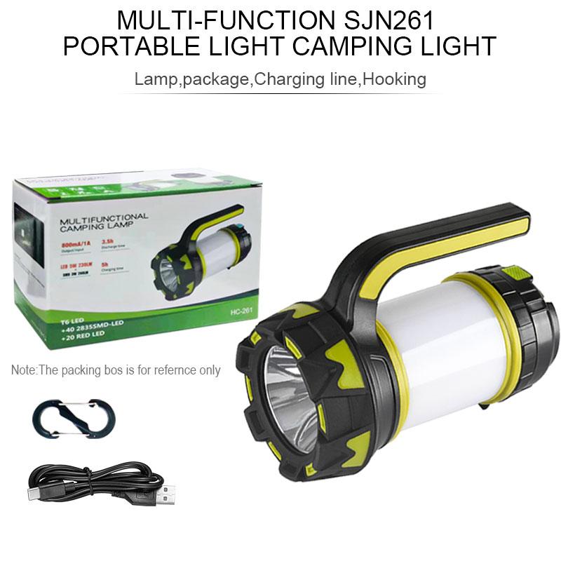 Portable Camping Lantern Lamp T6 Beads Flashlight USB Rechargeable Waterproof Emergency Outdoor Searchlight with COB Sidelight